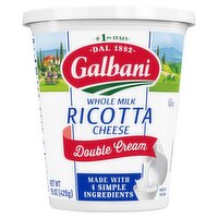 Galbani Double Cream Whole Milk Ricotta Cheese, 15 oz, 15 Ounce