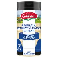 Galbani Freshly Shredded Parmesan, Romano & Asiago Cheese, 7 oz