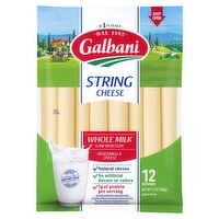 Galbani Whole Milk Low Moisture String Mozzarella Cheese, 12 oz, 12 Ounce