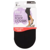 L'eggs Nylon Black Ballerina Foot Covers, Shoe Size 9-12, 2 pair