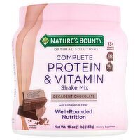 Nature's Bounty Optimal Solutions Decadent Chocolate Complete Protein & Vitamin Shake Mix, 16 oz