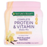 Nature's Bounty Optimal Solutions Vanilla Complete Protein & Vitamin Shake Mix, 16 oz