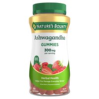 Nature's Bounty Ashwagandha Herbal Health Mixed Berry Flavored Gummies Dietary Supplement, 60 count