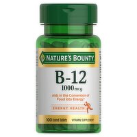 Nature's Bounty B-12 Vitamin Supplement, 1000 mcg, 100 count, 100 Each