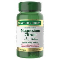 Nature's Bounty High Absorption Magnesium Citrate Mineral Supplement, 150 mg, 90 Count