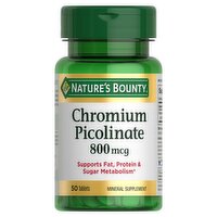 Nature's Bounty Chromium Picolinate Mineral Supplement, 800 mcg, 50 count