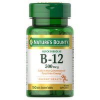 Nature's Bounty B-12 Vitamin Supplement, 500 mcg, 100 count, 100 Each