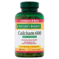 Nature's Bounty Calcium 600 with Vitamin D3 Tablets, 250 count, 250 Each