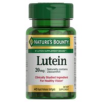 Nature's Bounty Lutein Rapid Release Softgels Dietary Supplement, 20 mg, 40 count