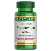 Nature's Bounty Magnesium Coated Tablets, 500 mg, 100 count