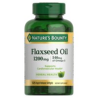 Nature's Bounty Flaxseed Oil Rapid Release Softgels Dietary Supplement, 1200 mg, 125 count, 100 Each