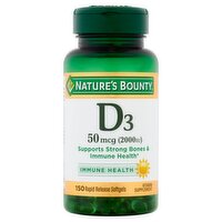 Nature's Bounty D3 Rapid Release Softgels, 50 mcg (2000 IU), 150 count