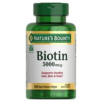 Nature's Bounty Biotin Rapid Release Softgels, 5000 mcg, 150 count