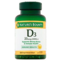 Nature's Bounty D3 Rapid Release Softgels, 25 mcg (1000 IU), 350 count