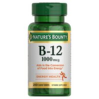 Nature's Bounty B-12 Vitamin Supplement, 1000 mcg, 200 count, 200 Each