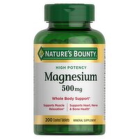 Nature's Bounty High Potency Magnesium Mineral Supplement, 500 mg, 200 count