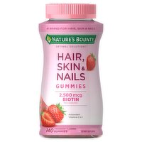 Nature's Bounty Hair, Skin & Nails Strawberry Flavored Gummies Dietary Supplement, 140 count, 140 Each