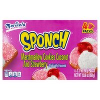 Marinela Sponch Coconut and Strawberry Marshmallow Cookies, 3.17 oz, 4 count