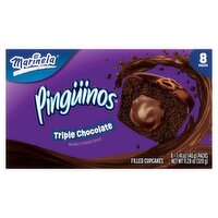 Marinela Pingüinos Triple Chocolate Filled Cupcakes, 1.41 oz, 8 count