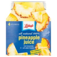 Libby's All Natural 100% Pineapple Juice, 10 fl oz, 4 count