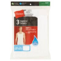 Hanes ComfortSoft Soft & Breathable White Tagless Tanks, S, 3 count