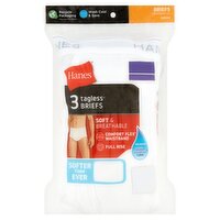 Hanes Mens White Tagless Briefs, 2XL, 3 count