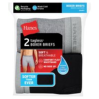 Hanes Tagless Boxer Briefs, M, 2 count