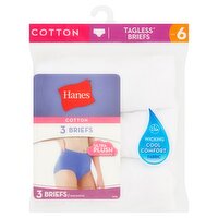 Hanes Cotton Tagless Briefs, Size 6, 3 count