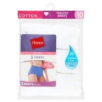 Hanes Cotton Tagless Briefs, Size 10, 3 count