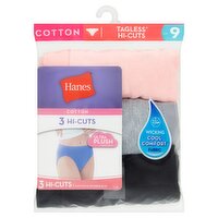 Hanes Cotton Tagless Hi-Cuts, Size 9, 3 count