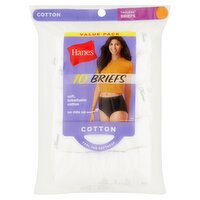 Hanes Ladies Cotton Tagless Briefs Value Pack, Size 10, 10 count, 10 Each