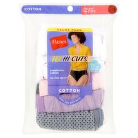 Hanes Cotton Tagless Hi-Cuts Panties Value Pack, Size 6, 10 count