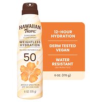 Hawaiian Tropic Weightless Hydration Broad Spectrum Sunscreen Clear Spray, SPF 50, 6 oz