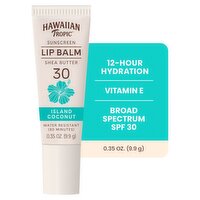 Hawaiian Tropic Island Coconut Broad Spectrum UVA / UVB Sunscreen Lip Balm, SPF 30, 0.35 oz