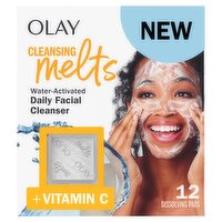 Olay Cleansing Melts + Vitamin C Water-Activated Daily Facial Cleanser Trial Size, 12 count