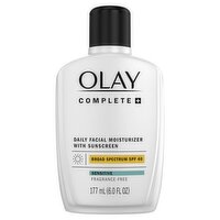 Olay Complete + Sensitive Broad Spectrum Daily Facial Moisturizer with Sunscreen, SPF 40, 6.0 fl oz