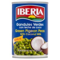Iberia Premium Green Pigeon Peas with Coconut Milk, 15 oz