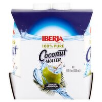 Iberia 100% Pure Coconut Water, 11.1 fl oz, 4 count