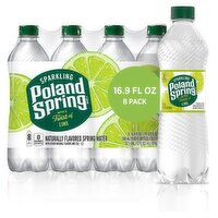 Poland Spring Lime Sparkling Water, 16.9 fl oz, 8 count