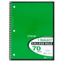 Top Flight Standards 1 Subject College Rule Notebook, 70 count