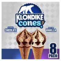 Klondike Nuts for Vanilla and Classic Chocolate Frozen Dairy Dessert Cones, 3.75 fl oz, 8 Count