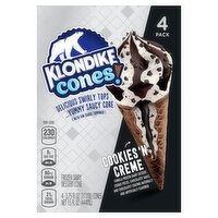 Klondike Cookies 'N Cream Frozen Dairy Dessert Cones, 3.75 fl oz, 4 count