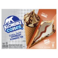 Klondike Caramel or Vanilla with Caramel Sauce Frozen Dairy Dessert Cones 3.75 fl oz, 8 Count