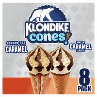 Klondike Cocoo for Caramel & Vanilla Caramel Classic Frozen Dairy Dessert Cones, 3.75 fl oz, 8 count