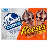 Klondike Frozen Dairy Dessert Cone Reese's Peanut Butter & Reese's Chocolate 3.75 fl oz, 8 Count