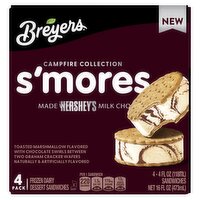 Breyers S'mores Frozen Dairy Dessert Sandwiches, 4 fl oz, 4 count