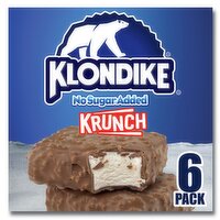 Klondike No Sugar Added Krunch Ice Cream Bars, 4 fl oz, 6 count