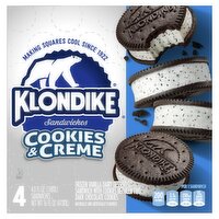 Klondike Frozen Vanilla Dairy Dessert Sandwiches Cookies and Creme 4.0 fl oz, 4 Count