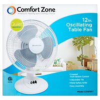 Comfort Zone 12 in. Oscillating Table Fan