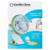 Comfort Zone Battery & USB Clip/Desk Fan